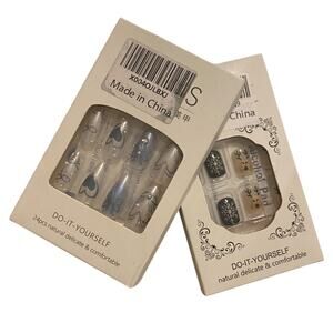 2 Packs (48 Pcs) Press on Stick on Fake Nails Luxurious Designs for Women Girls